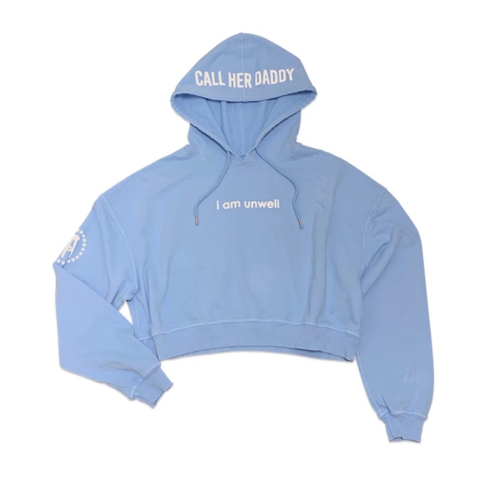 Call Her Daddy Blue Cropped Hoodie